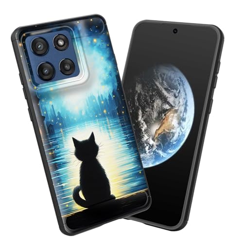 smauncucn for Moto Edge 2025 Case,Soft TPU Slim Fashion Anti-Fingerprint Non-Slip Protective Phone Case Cover for Motorola Moto Edge 2025,Black Cat