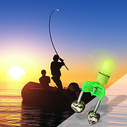 Kimroo Fishing Bite Alarm Night Led Light Rod Tip With Twin Bells Fishing Tackle Light Clip Indicator On Fishing Rod (20Pcs) #TOP6