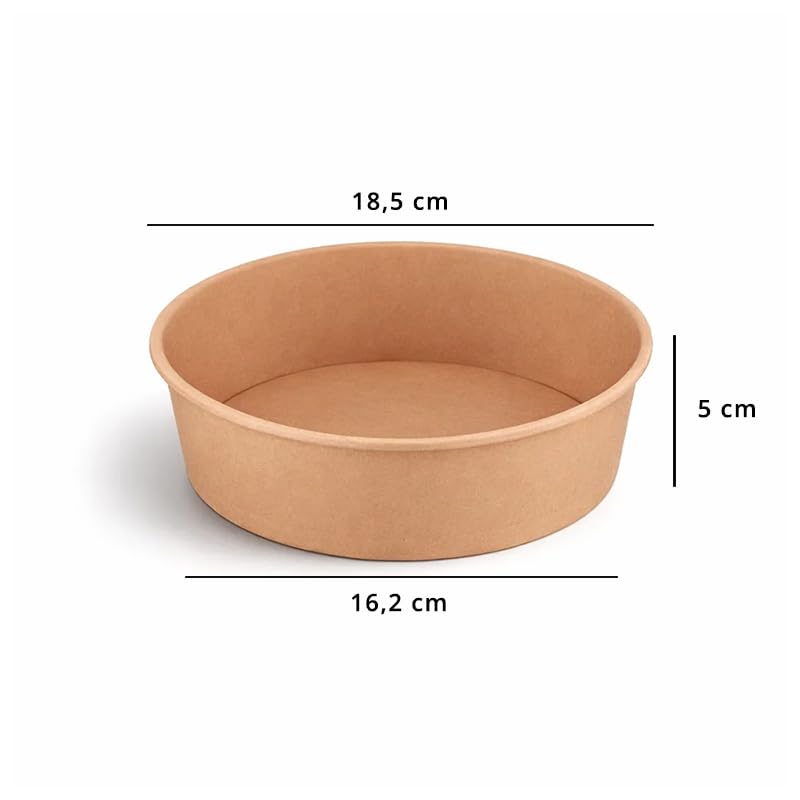 Bol Salade Kraft avec Couvercle – Lot de 100 – Étanche et Résistant – Pour Salades, Plats Chauds ou Froids à Emporter – Micro-ondable (900 ML, Couvercle en PET)