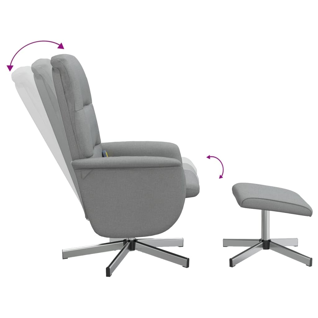 ZEYUAN Poltrona Reclinante Massaggio Poggiapiedi Grigio Chiaro Tessuto,Poltrona Relax,Poltrona Reclinabile TV,Poltrona TV Relax,Poltrona Reclinabile Soggiorno(SPU:356582)