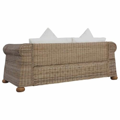 Willood 2-Sitzer-Sofa mit Kissen Natur Rattan Couch Sofa Loungesofa Sitzmöbel Wohnzimmersofa Rattansofa Couchgarnitur Designsofa – Bild 7
