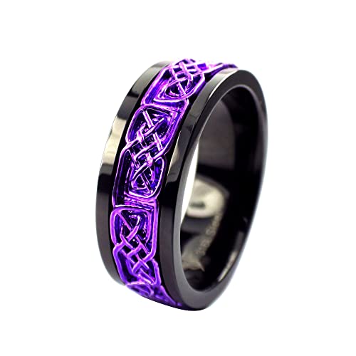 Purple Norse Viking Spinner Ring Womens Mens Black Stainless Steel Celtic Anti Anxiety Band Sizes 3-173