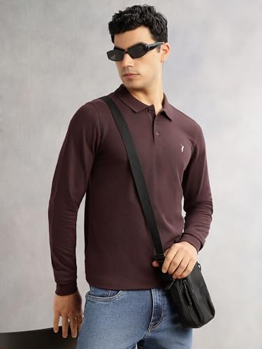 Image of Thomas Scott Men's | Solid | Full Sleeve | Regular Fit | Cotton Blend | Polo Collar | Casual Tshirt