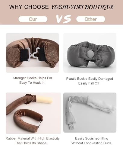 Velvet Overnight Curls Heatless Hair Curler No Heat Satin Heatless Curling Rods Foam Sponge Hair Rollers for Short Long Hair to Sleep in Care Styling Tools - Brown - Image 6