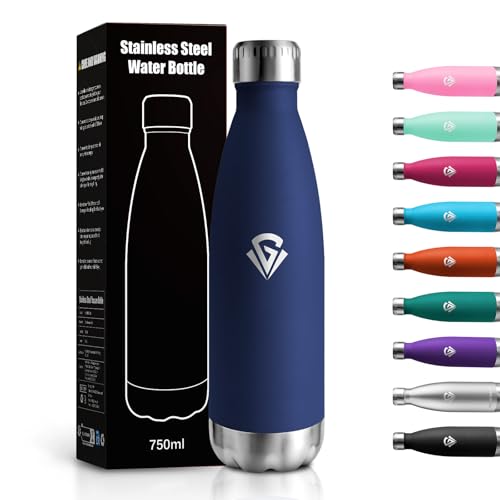 Bouteille Isotherme 750ml, Gourde Isotherme Étanche, Gourde Inox Réutilisable, Sans BPA Double Paroi, Gourde Métal Durable pour École, Sport, Bureau, Gym,...