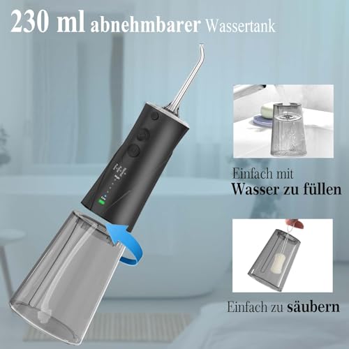 SURFOU Munddusche Kabellos, Elektrische Zahnseide Oral Irrigator Zahndusche Wasser Zahnreiniger, Zahnzwischenraumreiniger Elektrisch Wasserflosser für Zähne Water Flosser for Teeth – Bild 6