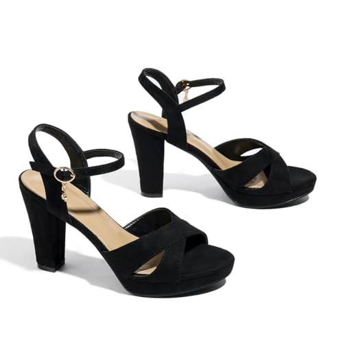 Image of Block Heeled Platform Sandals Chunky Open Toe Shoes for Women