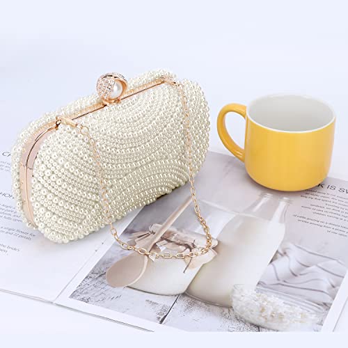 Clutch de perlas para mujer bolso de mano formal blanco y negro miniatura 3