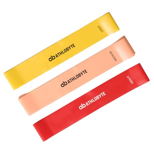 Athlobyte Mini Loop Resistance Band Set of 3 for Full-Body Training, Gym, Glute Toning & Rehab for Men & Women (Yellow • Orange • Red)