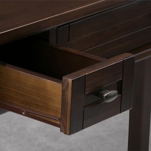 Image of SIMPLIHOME Warm Shaker Desk - 48 Inch Wide Solid Wood Writing Desk in Mocha Brown, Transitional Home Office Computer Table for Workspace or Study with Flip-Down Keyboard Tray and 2 Drawers