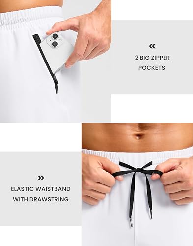 Image of Pudolla Men's Running Gym Shorts with Zipper Pockets 5 inch /7 inch / Lightweight Quick Dry Running Workout Athletic Short