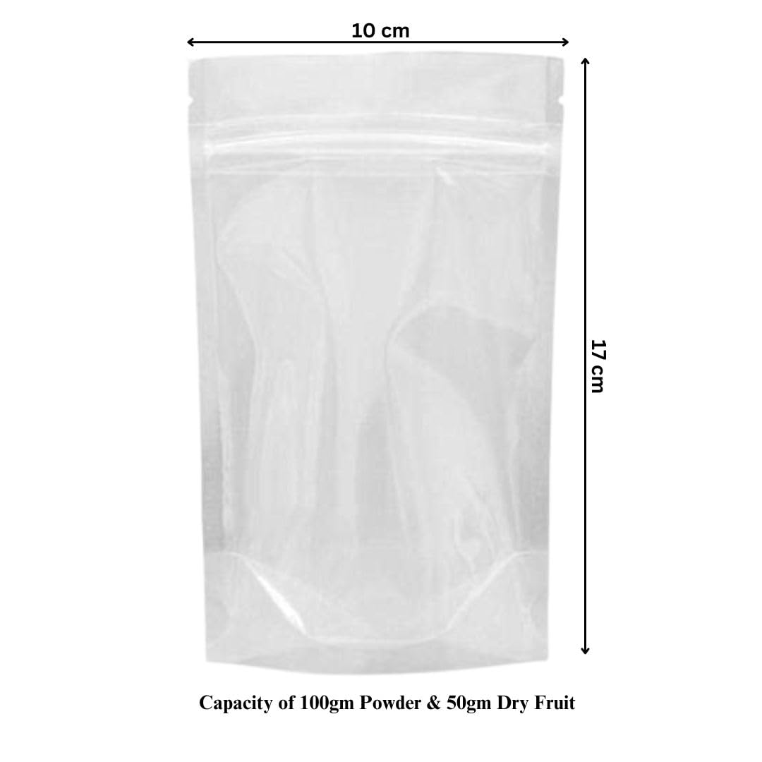 DEERA Clear Transparent Ziplock Stand Up Pouch 100x170mm Pack of 50