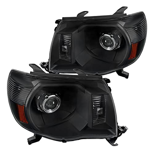 Spec-D Tuning Black Clear Projector Headlights Compatible with Toyota Tacoma 2005-2011 L+R Pair Head Light Lamp Assembly