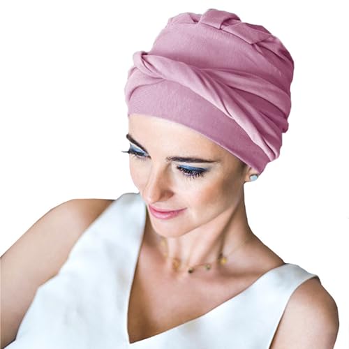 CAREBELL Onkologischer Turban für Chemotherapie, ideal für Patienten mit Haarausfall, Schutz bei Alopezie, Komfort-Design aus Stahl, bequem und atmungsaktiv, Bambusgewebe., Rosa Palo 13, One size