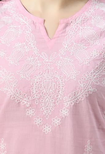 Image of QAZMI Women's Cotton Straight Embroidered Kurti