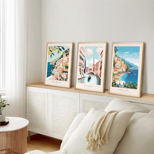 Tanmart ITALY TRAVEL PRINTS - B Italy Amalfi Coast Wall Art Italian City Canvas Wall Decor Italy Travel Landscape Wall Art Posters Blue Venice Beach Painting Pictures Italian Modern Artwork thumb #5