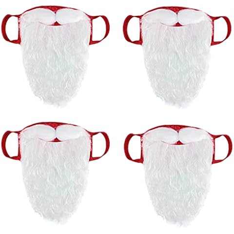BHSHUXI 4 Pack Christmas Santa Claus Beard Mask,Novelty Holiday Red Masque Costume Xmas Cosplay Mouth Covers for Men Women Adults Christmas Party Cosplay,One Size fits All Cover