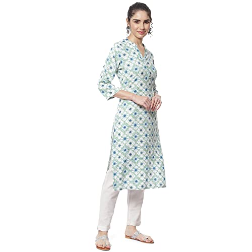 Image of Rangriti Blue Liva Straight Kurta for Women