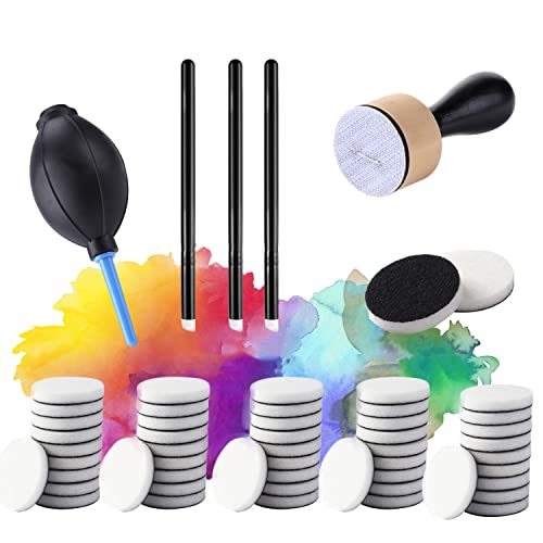 OTCRAFT 58PCS Mini Outils de mélange de Peinture à l'encre avec Mousse de Rechange pour Peinture Dessin Fournitures artistiques poignée Outils pour travaux manuels, projets de Scrapbooking