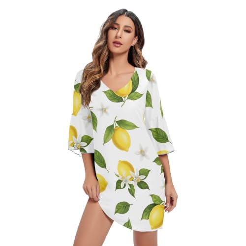 Robe en mousseline Yellow Lemons fluide et légère contre la chaleur