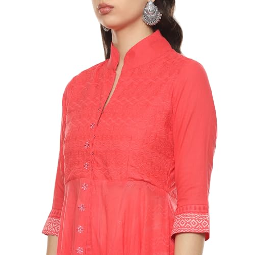 Image of BIBA Women Cotton Asymmetric Solid Kurta Churidar Suit Set