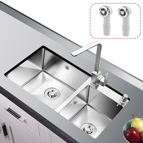 Qrity 2 Stück Überlaufkopf, 36 x 36mm Runde Schnittstelle, Überlauf Spüle Waschbecken, Überlaufgarnitur für Edelstahlspülen