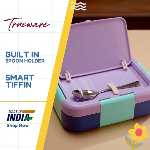 Image of Trueware Galaxy 3 304 Stainless Steel PU Insulated Lunch Box with Three Compartment BPA Free, Food Grade Ideal for School, Picnic, Office & Outdoor - 520ml