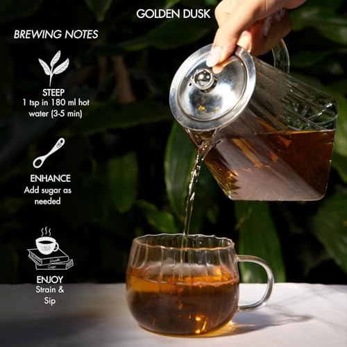 Image of 1950 Origins Golden Dusk Assam Orthodox Whole Leaf Black Tea, 80g Tin Caddy | 100% Natural Rich & smooth Chai | Premium Loose Long Leaf Black Tea | Chai Patti