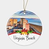 Virginia Beach City Travel Souvenirs Christmas Ornament Ceramic- New City Gift- Move To Virginia Beach City In Virginia Gifts- Gifts For Friends- Virginia Beach City Lovers Printed on Both Sides