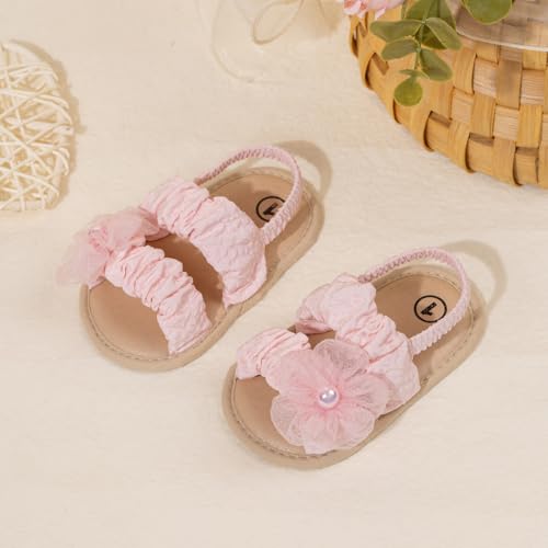 Image of Meckior Infant Baby Girls Boys Summer Sandals Open Toe Lace Princess Dress Wedding Flats Shoes Newborn Toddler Soft Non-slip Sole First Walker Crib Shoes