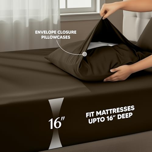 Image of Utopia Bedding Twin Bed Sheets Set - 3 Piece Bedding - Brushed Microfiber - Shrinkage and Fade Resistant - Easy Care (Twin, Brown)