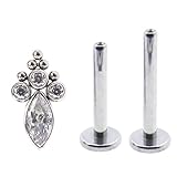 NewkeepsR 16G G23 Titanium Press Fit Threadless Push Pop in Cluster Gems Top Labret Lip Monroe Stud Tragus