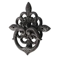 Black Antique Front Gothic Cast Iron Petal Leaf Door Knocker Decoration Outdoor、Home Garden and Farmhouse