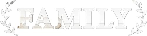 Decoración de pared con espejo de letras familiares, calcomanías de espejo acrílico 3D, citas de letras familiares, decoración del hogar, letreros
