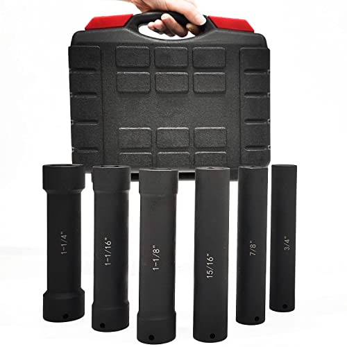 6pcs 1/2 Inch Drive Extended Length Impact Socket Set, 3/4