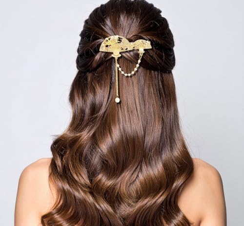 2 Piezas pinzas pequeñas para cabello con adorno de abanico miniatura 6