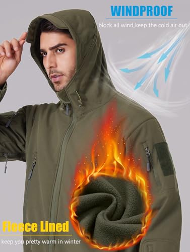 ReFire Gear Men's Army Special Ops Military Tactical Jacket Softshell Fleece Hooded Outdoor Coat2