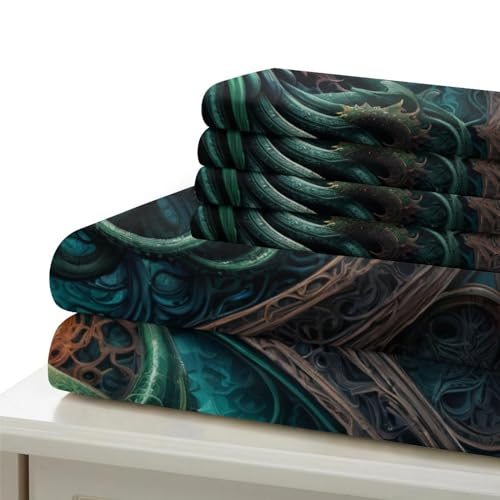 Linge de lit Cthulhu imprimé en microfibre douce avec fermeture éclair pratique