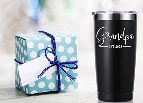 Momocici Grandpa Est. 2023 20 Oz Tumbler.first Time Grandfather,Grandpa To Be,New Grandpa,Newborn Gifts.birthday,Christmas Gifts For New Grandfather,Husband,Men Travel Mug(Black) #TOP2