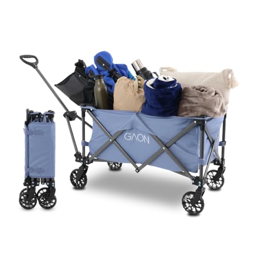 Carrito Vagon Plegable Multiusos con Estructura de Acero Reforzado y Ruedas para Exterior Resistentes - Carro Vagon Portatil...