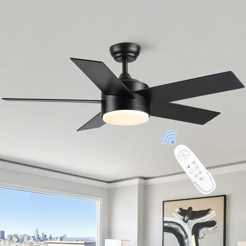 Photo 1 of 44 inch Black Ceiling Fan with Light Remote Control