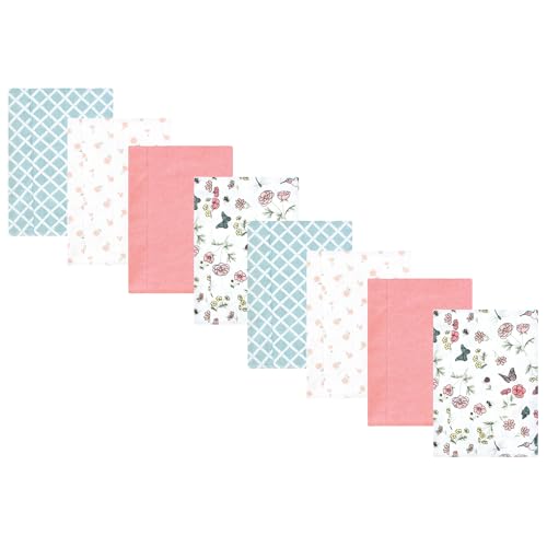Image of Hudson Baby Cotton Poly Flannel Burp Cloths Multipack, Hummingbird Garden 8-Pack, One Size