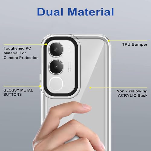 Image of Zapcase Back Case Cover for Vivo Y29 5G | Compatible for Vivo Y29 5G Back Cover | Case Cover with Camera Protection | (TPU + PC | Transparent)