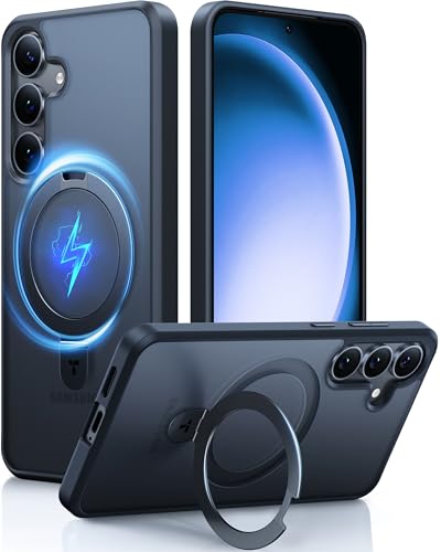 TORRAS Strong Magnetic Seamless Stand & Magnetic Ring O Stand for Samsung Galaxy S25 Case, Black