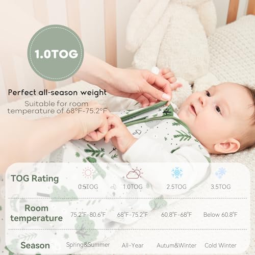 Image of Yoofoss Baby Sleep Sack 12-18 Months TOG 1.0 Baby Wearable Blanket, 2 Pack 100% Organic Cotton Infant Toddler Sleeping Sack 2-Way Zipper Lightweight Sleep Sack
