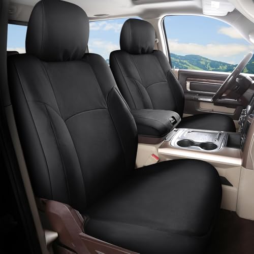 Image of Coverado Chevy Silverado Front Seat Covers, Oxford Seat Covers Fit for Chevy Silverado GMC Sierra 2007-2026 1500, 2015-2026 2500HD 3500HD Crew Double Extended Cab(Front, Black)