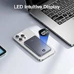 IWALK Mag-Safe Ultra Banque d'électricité Slim pour iPhone, 5000mAh 18W Chargeur portable USB C avec LED Affichage, chargeur portable sans fil magnétique pour iPhone 17/16/15/14/13 Series, gris