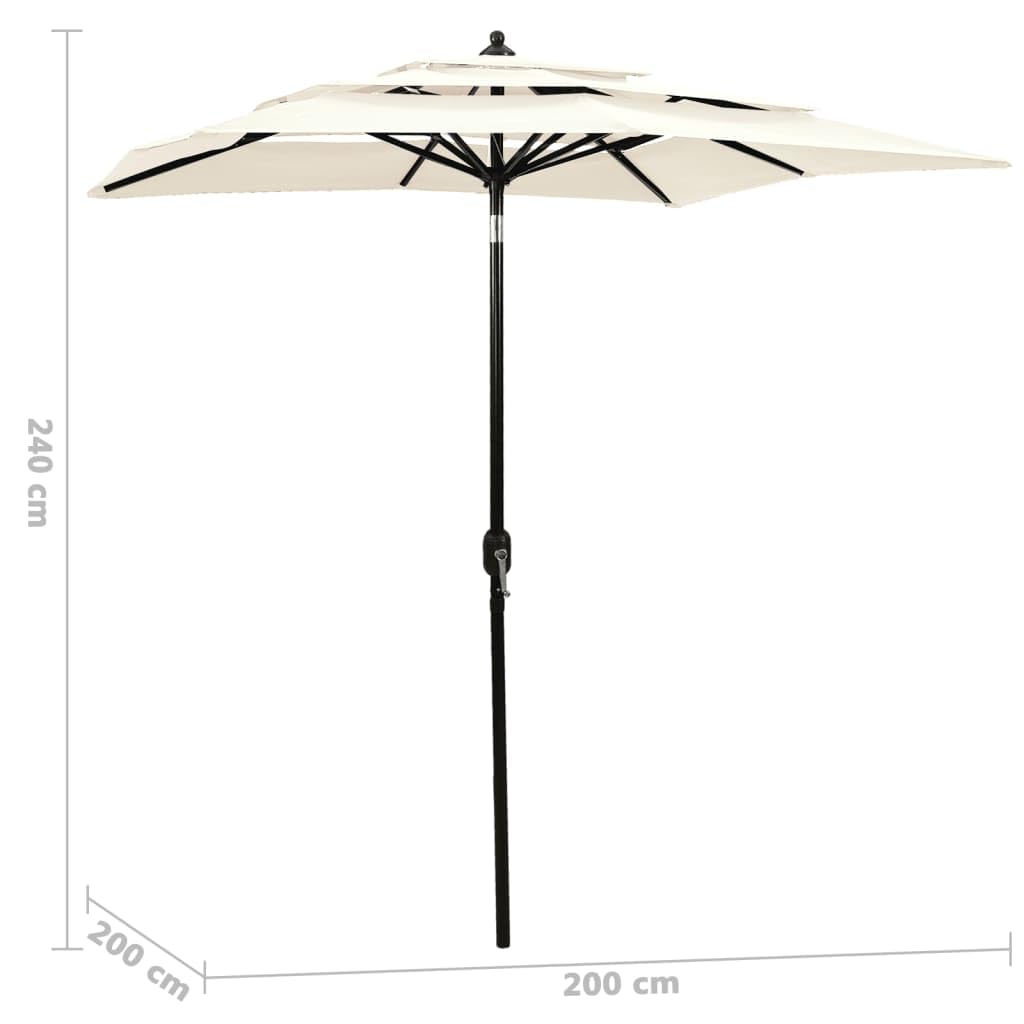 Parasol przeciwsłoneczny, aluminiowy maszt, w kolorze piaskowym, x, m, ochrona przed promieniowaniem UV, odporny na działanie wody, parasol ogrodowy na taras, funkcja korby, możliwość
