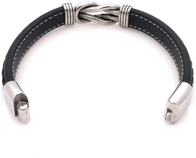 Braided Black Stainless Steel Leather Mens Bracelet, Interlocking Inspirational Wristband Mom And Son Forever Linked Together, Birthday Graduation Gift From Mother For Men - Image 5