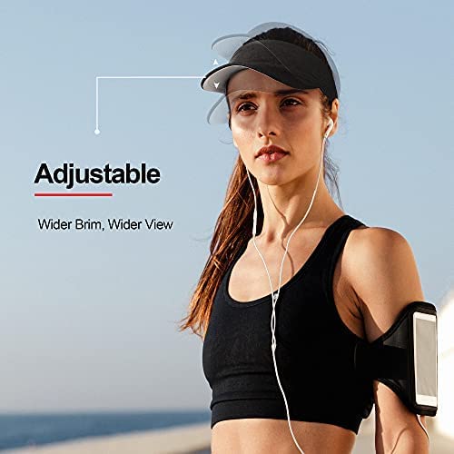 Sun Visor Cap - Women Ponytail Baseball Cap, Washed Outdoor Trucker Hat Plain Dad Cap, Adjustable Twill Golf Tennis Visor Hats for Men (Black) - Image 8
